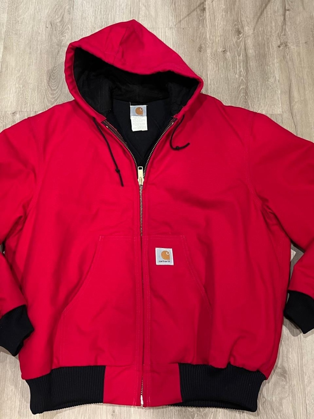 Y2K Carhartt J04 Red Zip-Up Hooded Jacket